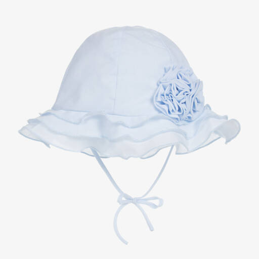 Sarah Louise-Baby Girls Blue Cotton-Blend Sun Hat | Childrensalon Outlet