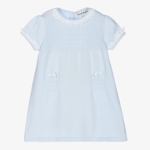 Sarah Louise-Baby Girls Blue Knitted Dress | Childrensalon Outlet