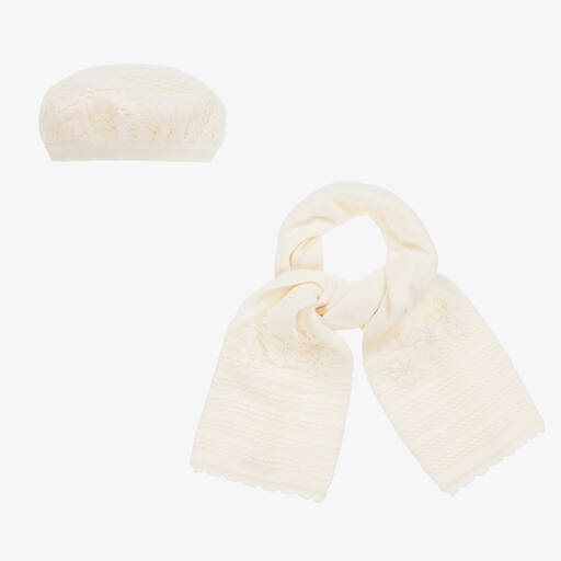 Sarah Louise-Strickmütze & Schal Set Elfenbein | Childrensalon Outlet