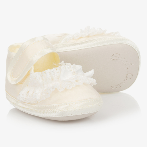 Sarah Louise-Baby Girls Ivory Lace Shoes | Childrensalon Outlet
