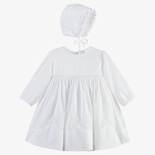 Sarah Louise-Baby Girls White Smocked Dress Set | Childrensalon Outlet