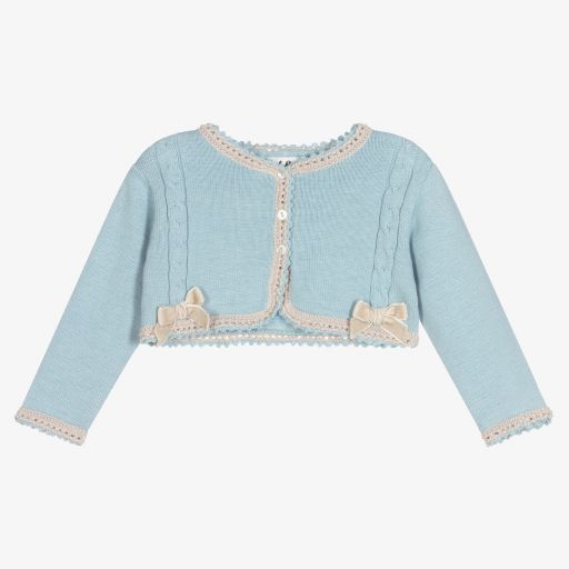 Sarah Louise-Blue Cotton Knit Bolero Cardigan | Childrensalon Outlet