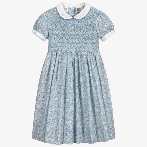 Sarah Louise-Blue Floral Smocked Dress | Childrensalon Outlet