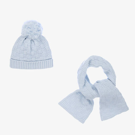 Sarah Louise-Blue Knit Baby Hat & Scarf Set | Childrensalon Outlet