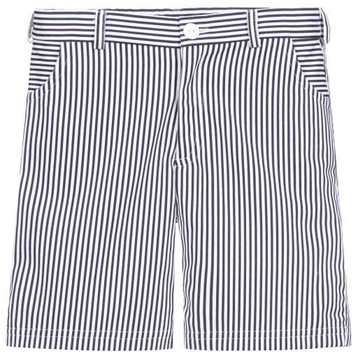 Sarah Louise-Blue Striped Cotton Shorts | Childrensalon Outlet