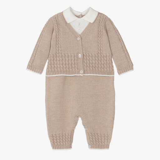 Sarah Louise-Boys Beige Knitted Playsuit | Childrensalon Outlet