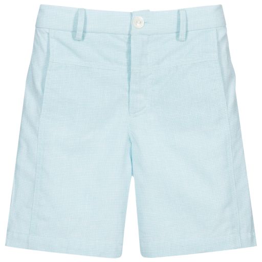 Sarah Louise-Boys Blue Check Cotton Shorts | Childrensalon Outlet