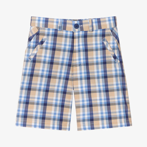 Sarah Louise-Boys Blue Check Shorts | Childrensalon Outlet