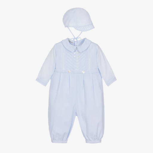 Sarah Louise-Boys Blue Cotton Babysuit Set | Childrensalon Outlet