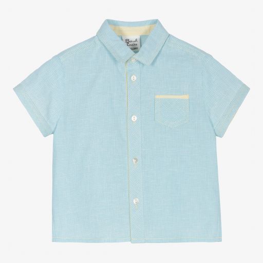 Sarah Louise-Boys Blue Cotton Shirt | Childrensalon Outlet