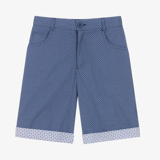 Sarah Louise-Boys Blue Patterned Shorts  | Childrensalon Outlet