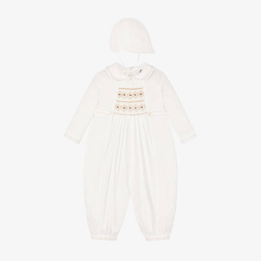 Sarah Louise-Boys Cream Smocked Romper Set | Childrensalon Outlet