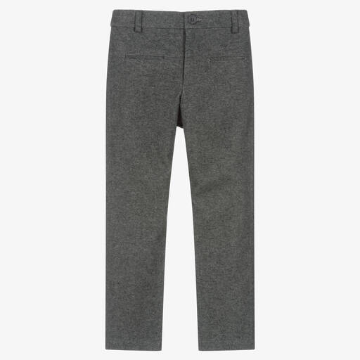 Sarah Louise-Boys Grey Brushed Cotton Trousers  | Childrensalon Outlet