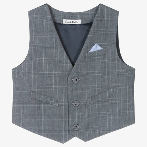 Sarah Louise-Boys Grey Check Waistcoat | Childrensalon Outlet