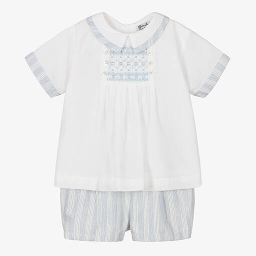 Sarah Louise-Top & Streifen-Shorts elfenb./blau | Childrensalon Outlet