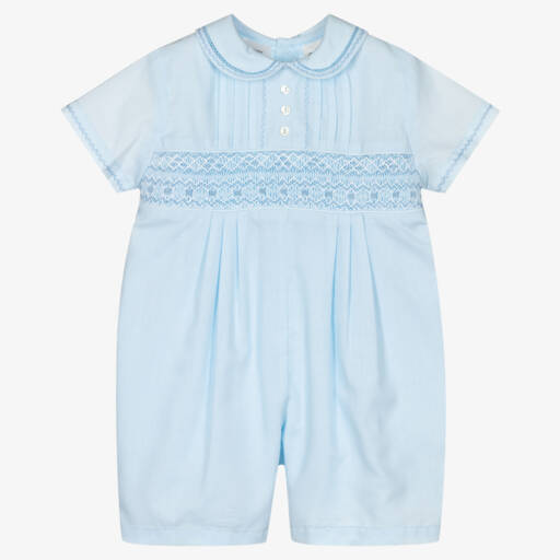 Sarah Louise-Boys Pale Blue Hand-Smocked Shortie | Childrensalon Outlet