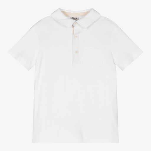 Sarah Louise-Boys White Cotton Polo Shirt | Childrensalon Outlet