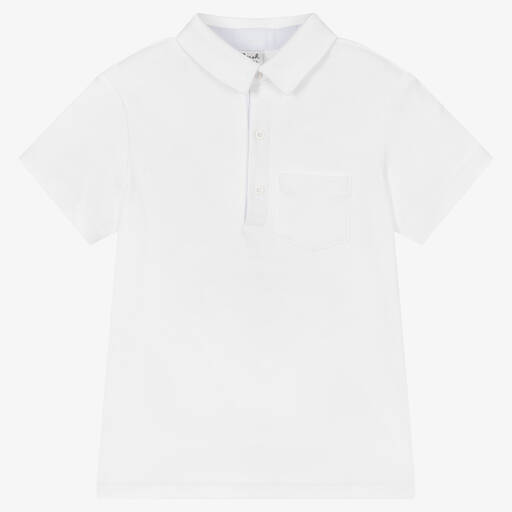Sarah Louise-Boys White Cotton Polo Shirt | Childrensalon Outlet