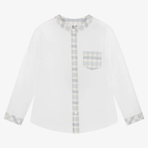 Sarah Louise-Boys White Cotton Shirt  | Childrensalon Outlet