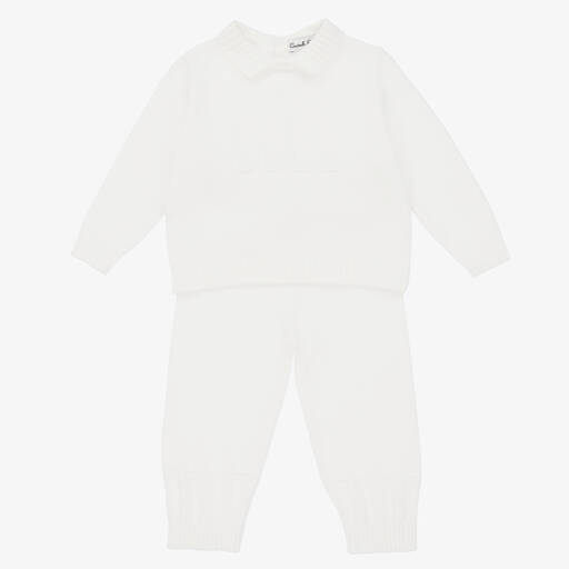 Sarah Louise-Boys White Cotton Trouser Set | Childrensalon Outlet