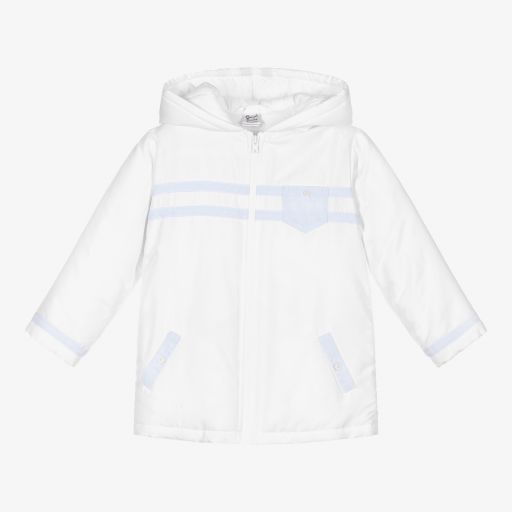 Sarah Louise-Boys White Hooded Coat | Childrensalon Outlet