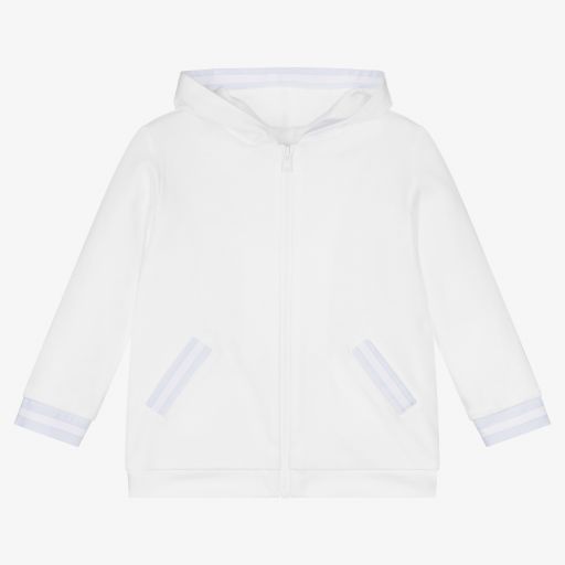 Sarah Louise-Boys White Hooded Zip-Up Top | Childrensalon Outlet