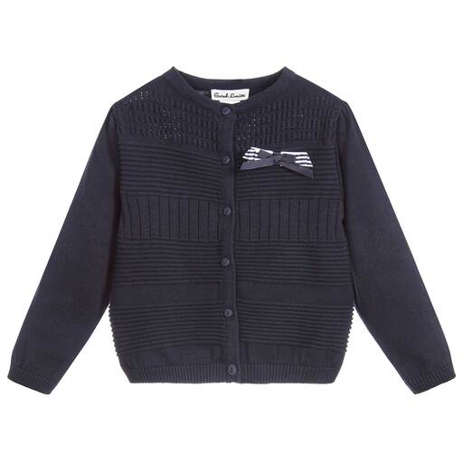 Sarah Louise-Girls Blue Cotton Cardigan | Childrensalon Outlet