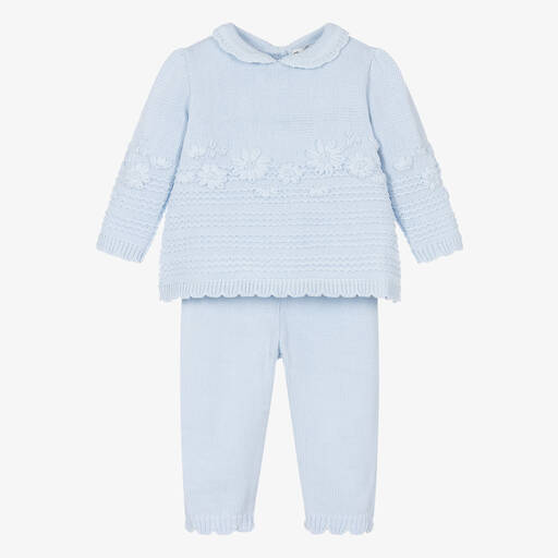 Sarah Louise-Ensemble pantalon bleu à fleurs | Childrensalon Outlet