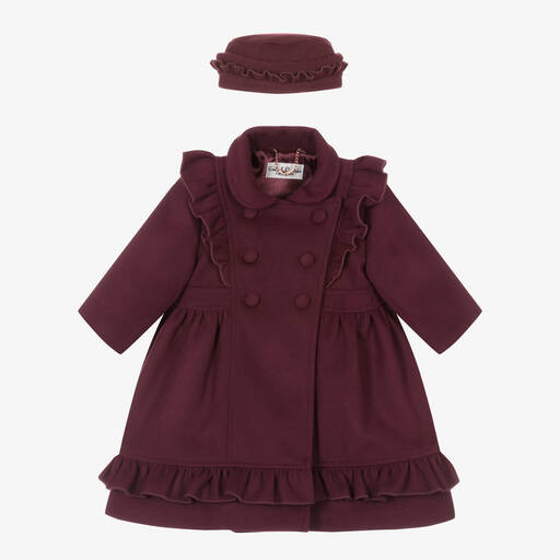 Sarah Louise-Ensemble manteau chapeau bordeaux | Childrensalon Outlet