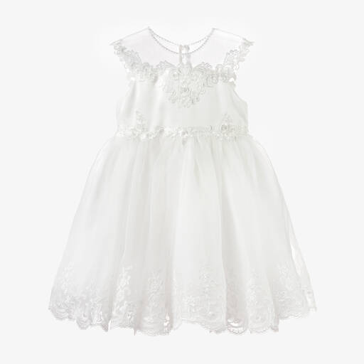 Sarah Louise-Girls Embroidered Ivory Organza Dress | Childrensalon Outlet