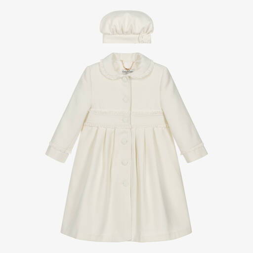 Sarah Louise-Girls Ivory Coat & Hat Set | Childrensalon Outlet