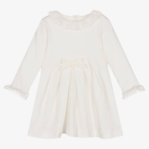 Sarah Louise-Girls Ivory Cotton Jersey Dress  | Childrensalon Outlet