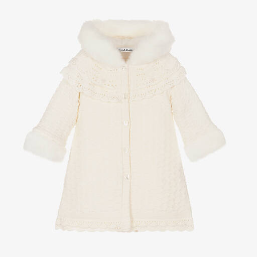 Sarah Louise-Girls Ivory Knitted Coat | Childrensalon Outlet