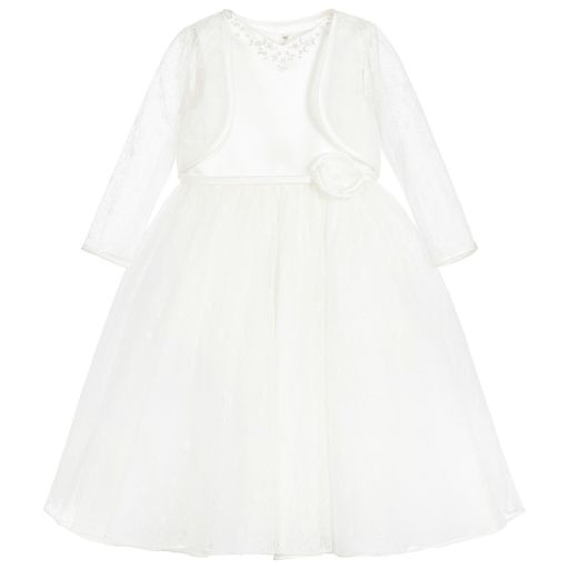 Sarah Louise-Girls Ivory Lace Dress & Bolero Set | Childrensalon Outlet