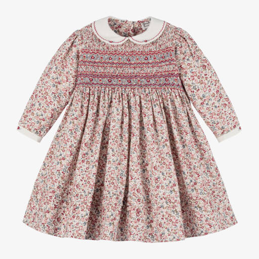 Sarah Louise-Girls Pink Floral Smocked Dress | Childrensalon Outlet