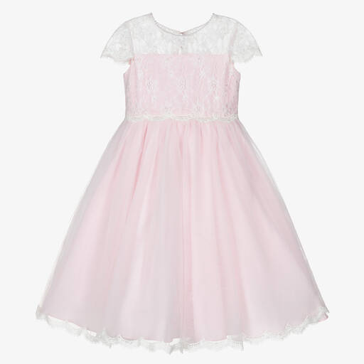 Sarah Louise-Girls Pink Tulle & Lace Dress | Childrensalon Outlet