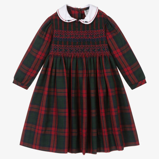 Sarah Louise-Girls Red & Green Tartan Check Dress | Childrensalon Outlet