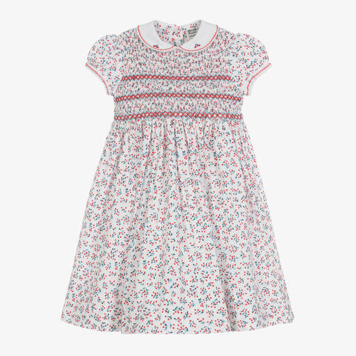 Sarah Louise-Girls Red & White Berries Smocked Dress | Childrensalon Outlet