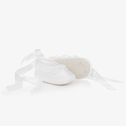 Sarah Louise-Сатиновые пинетки с лентами для девочек | Childrensalon Outlet