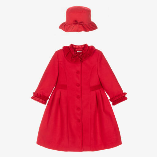 Sarah Louise-Girls Scarlet Coat and Hat Ensemble | Childrensalon Outlet