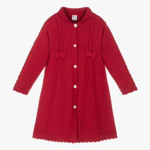 Sarah Louise-Girls Scarlet Knit Bow Coat | Childrensalon Outlet