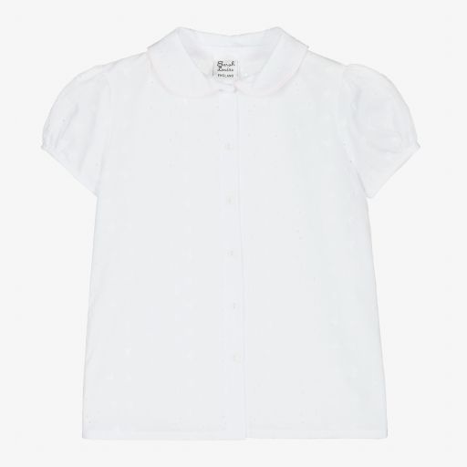 Sarah Louise-Girls White Cotton Blouse | Childrensalon Outlet