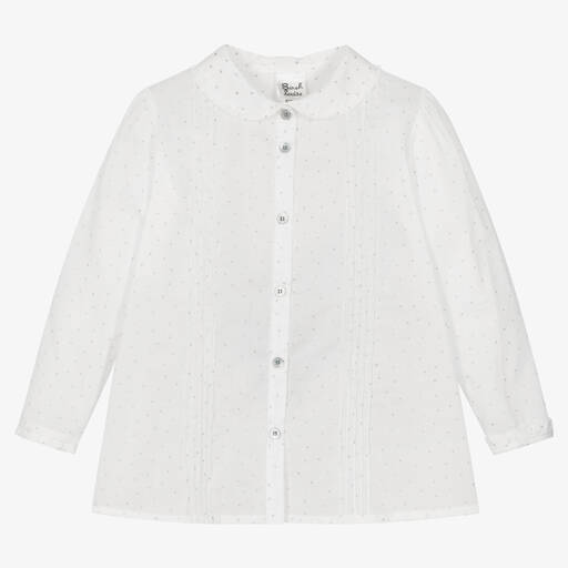 Sarah Louise-Girls White Cotton Blouse | Childrensalon Outlet
