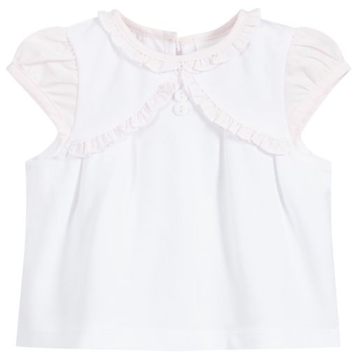 Sarah Louise-Girls White Cotton T-Shirt | Childrensalon Outlet