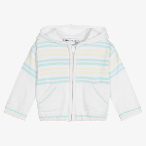 Sarah Louise-Girls White Knitted Zip-Up Top | Childrensalon Outlet
