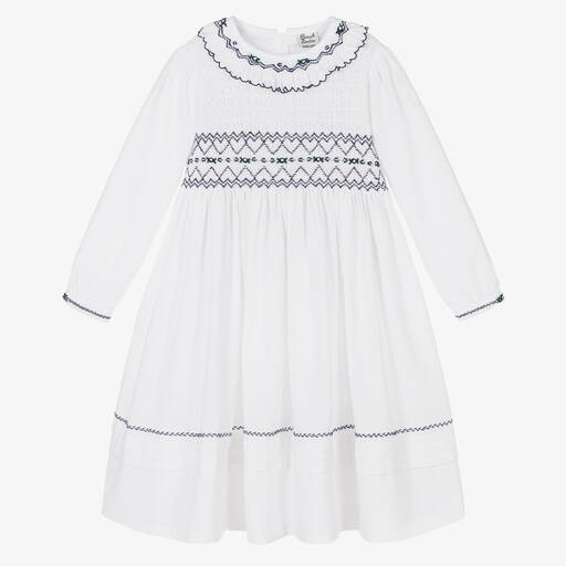 Sarah Louise-Бело-синее платье со сборками | Childrensalon Outlet