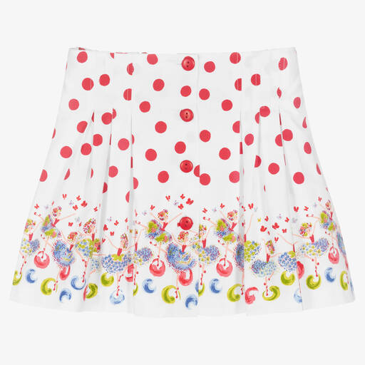 Sarah Louise-Girls White & Red Cotton Skirt | Childrensalon Outlet