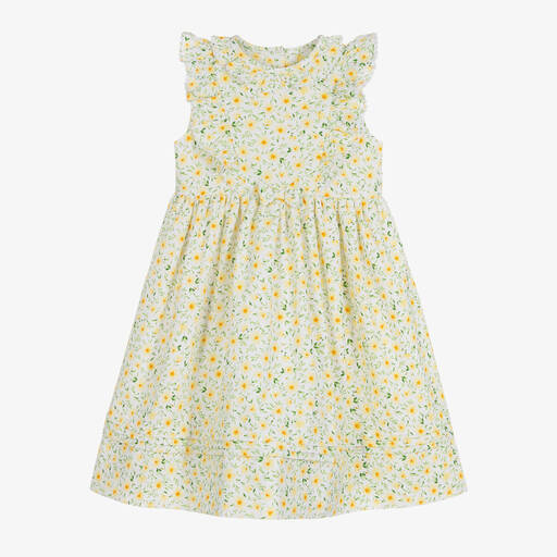 Sarah Louise-Girls Yellow Floral Cotton Dress | Childrensalon Outlet
