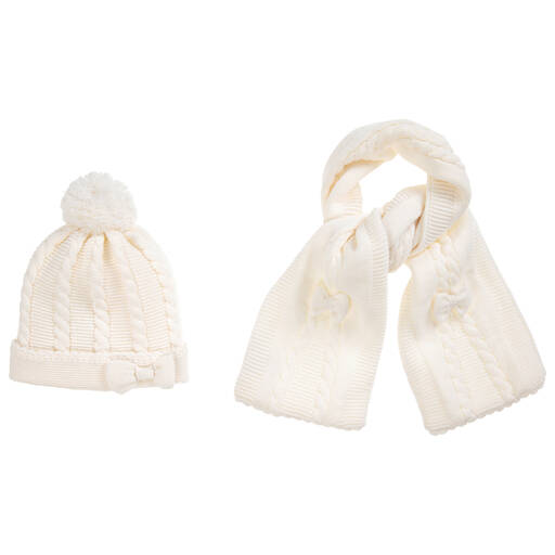 Sarah Louise-Ivory Knitted Hat & Scarf Set | Childrensalon Outlet