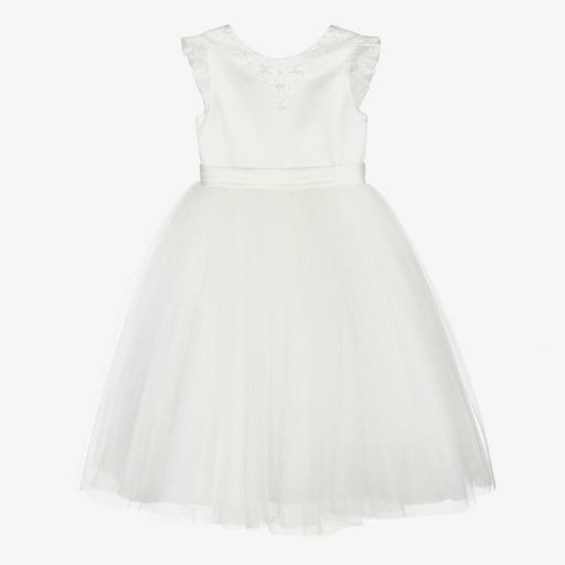 Sarah Louise-Ivory Satin & Tulle Dress | Childrensalon Outlet